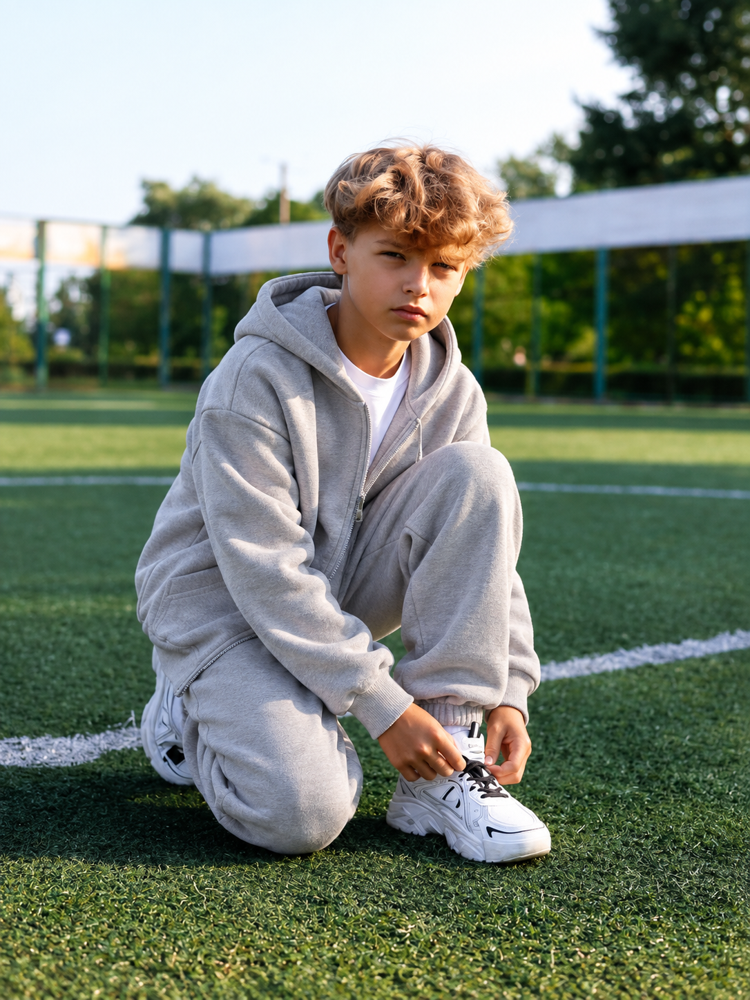 ESSENTIAL ZIP HOODIE SET GRAY