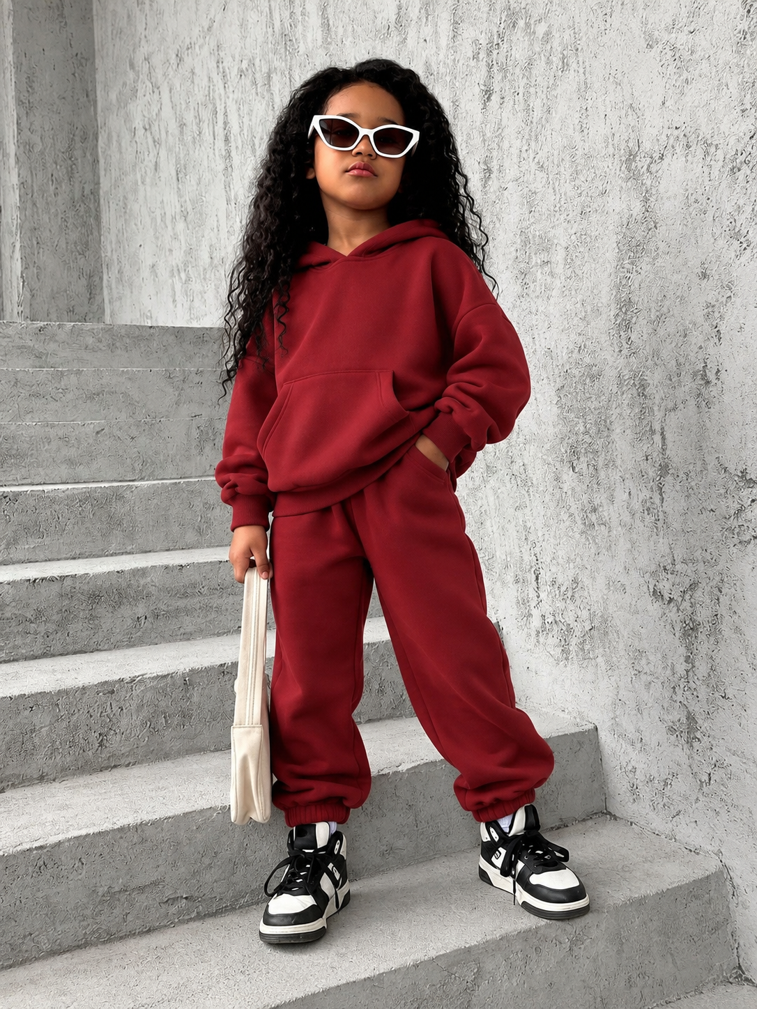 ESSENTIAL PULLOVER HOODIE SET BURGUNDY