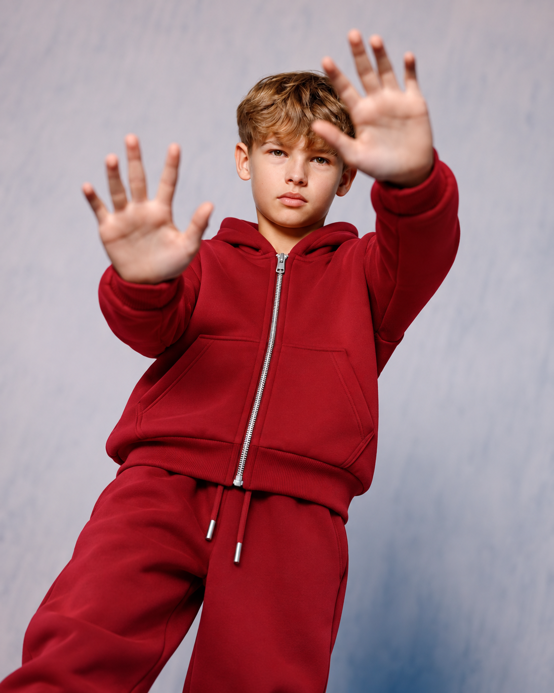 ESSENTIAL ZIP HOODIE SET BURGUNDY