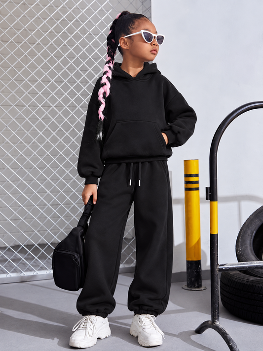 ESSENTIAL PULLOVER HOODIE SET BLACK