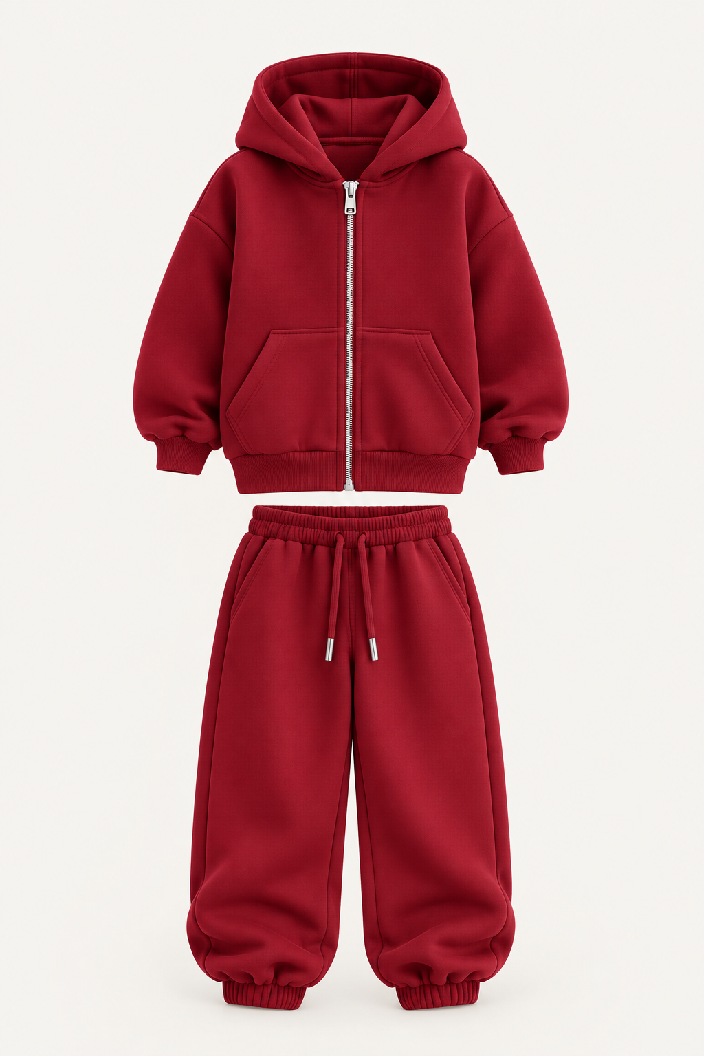 ESSENTIAL ZIP HOODIE SET BROWN