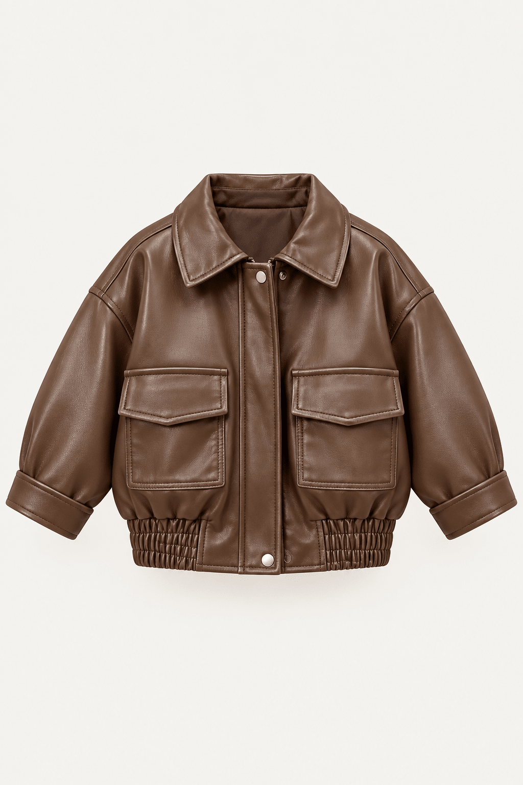 LUMIÈRE LEATHER-LOOK UTILITY JACKET BROWN