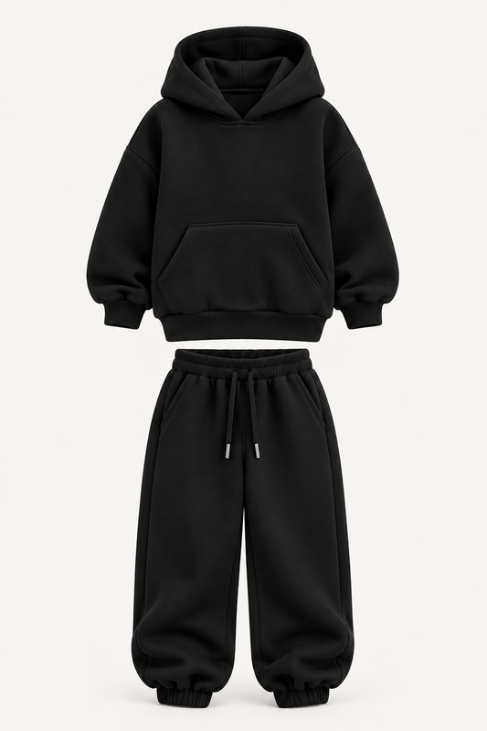 ESSENTIAL PULLOVER HOODIE SET BLACK