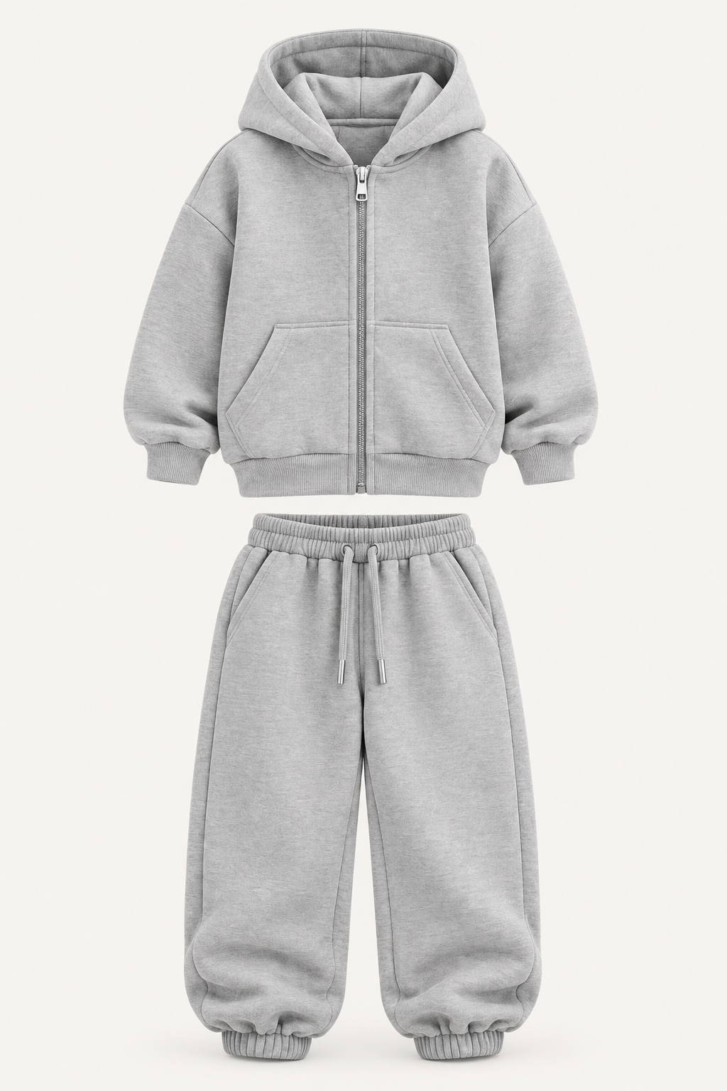 ESSENTIAL ZIP HOODIE SET BROWN