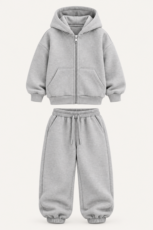 ESSENTIAL ZIP HOODIE SET GRAY