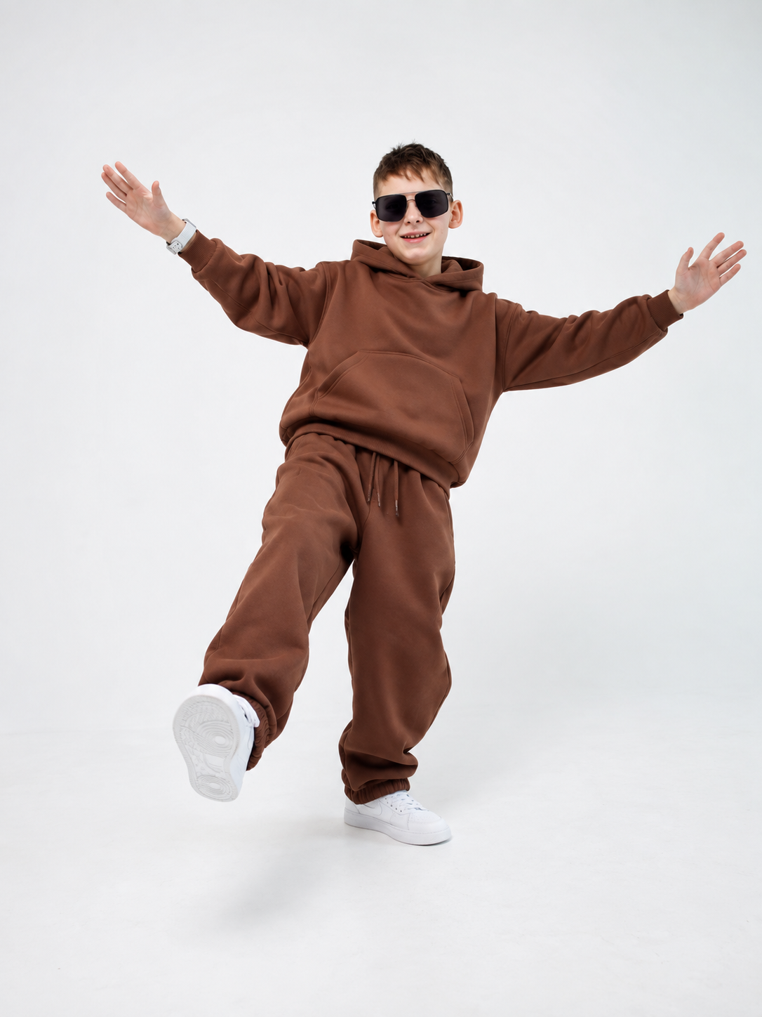 ESSENTIAL PULLOVER HOODIE SET BROWN
