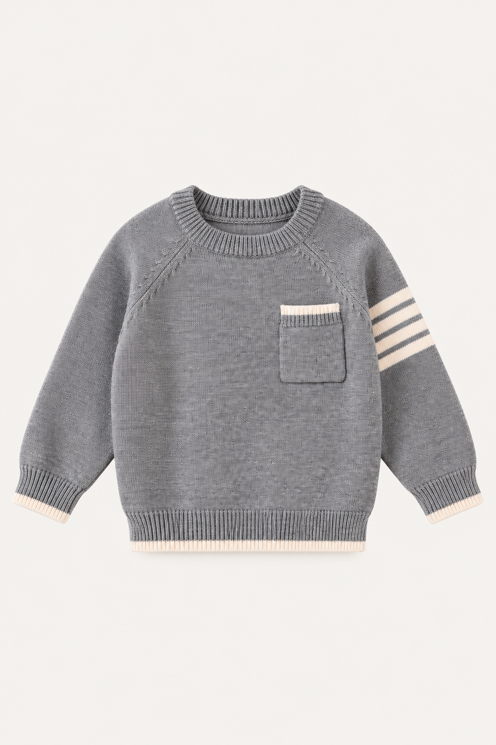 LUMIÈRE CLASSIC STRIPE KNIT SWEATER GREY