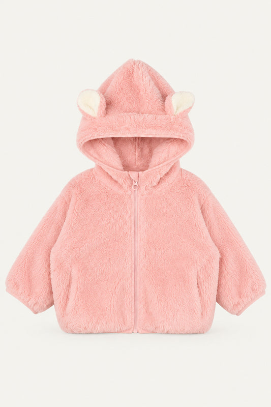 LUMIÈRE TEDDY BEAR HOODED JACKET PINK