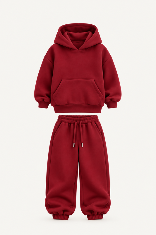 ESSENTIAL PULLOVER HOODIE SET BURGUNDY