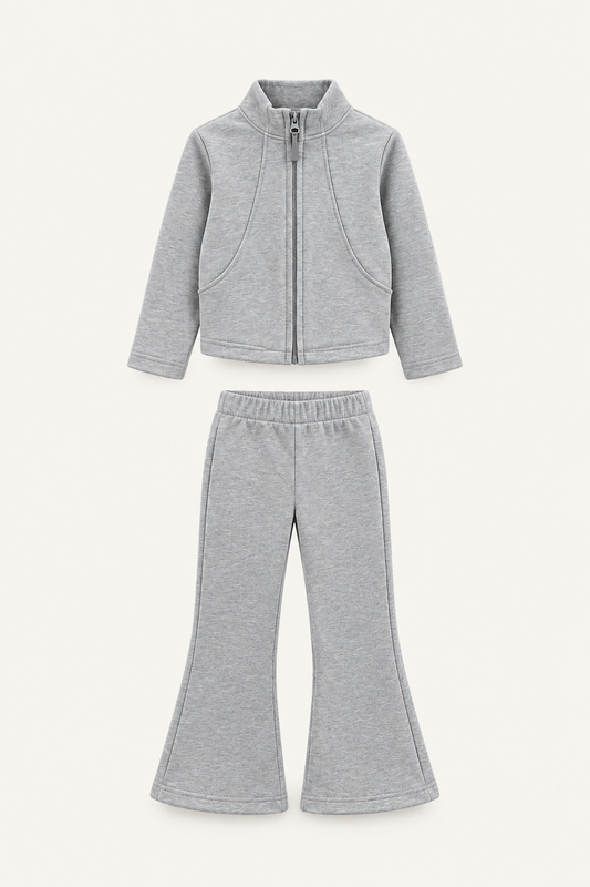 LUMIÈRE GREY ZIP-UP TRACKSUIT SET