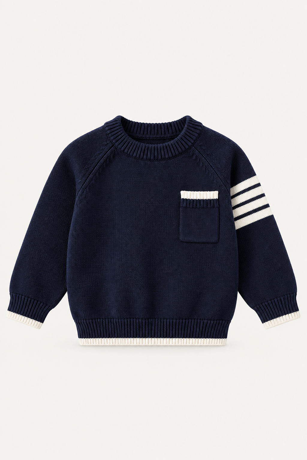 LUMIÈRE CLASSIC STRIPE KNIT SWEATER GREY