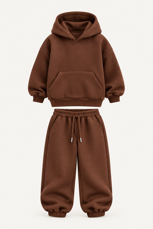 ESSENTIAL PULLOVER HOODIE SET BROWN