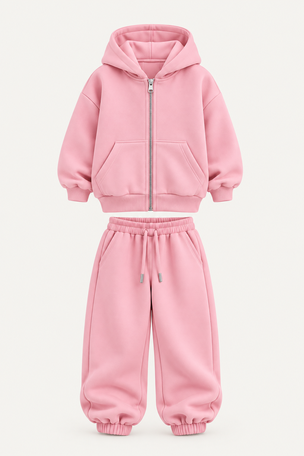 ESSENTIAL ZIP HOODIE SET BROWN