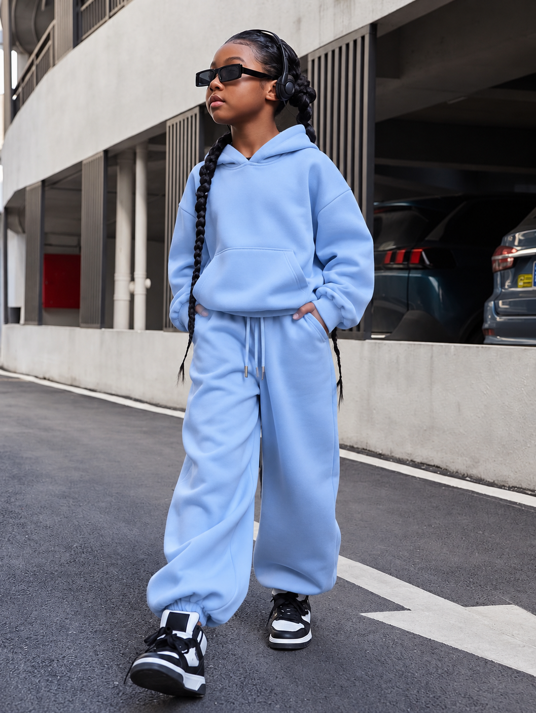 ESSENTIAL PULLOVER HOODIE SET BLUE
