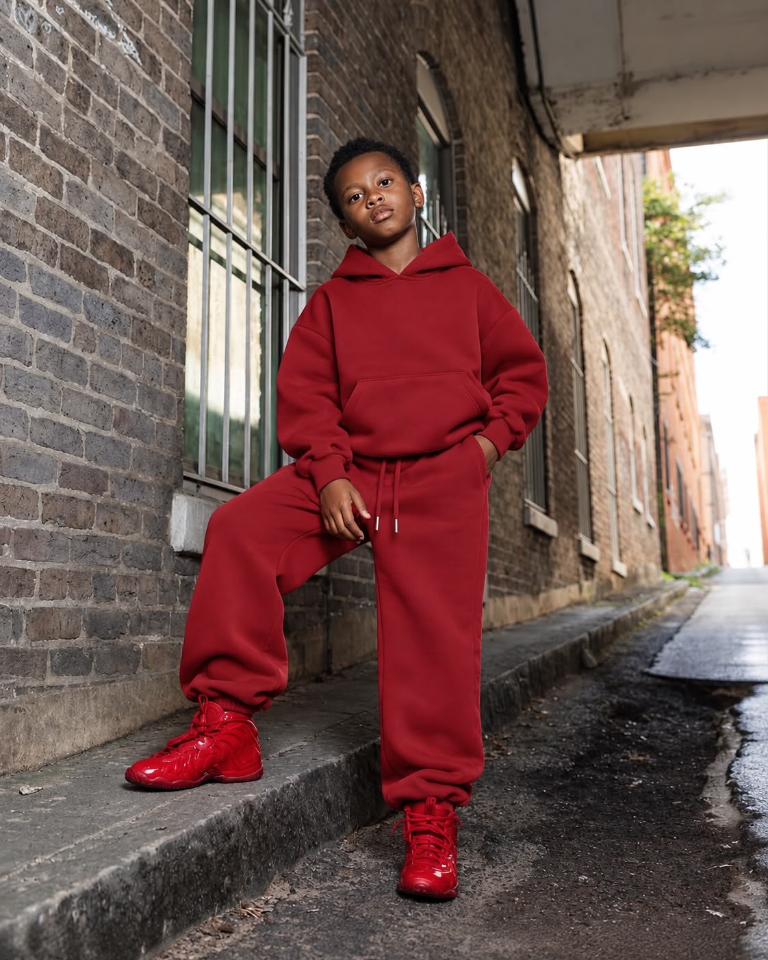 ESSENTIAL PULLOVER HOODIE SET BURGUNDY
